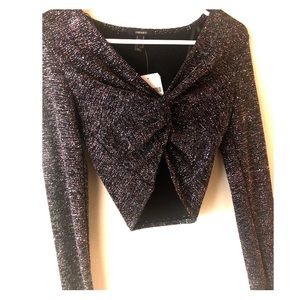 RARE Black sparkly cropped tie top💫🌟